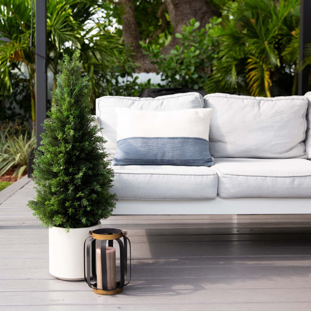 3ft. UV Resistant Artificial Cedar Tree, Decorative White Planter