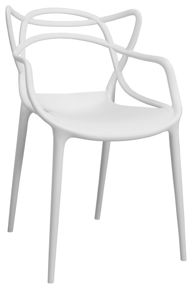 Mod Made Modern Plastic Loop Dining Chair, Set of 2, White
