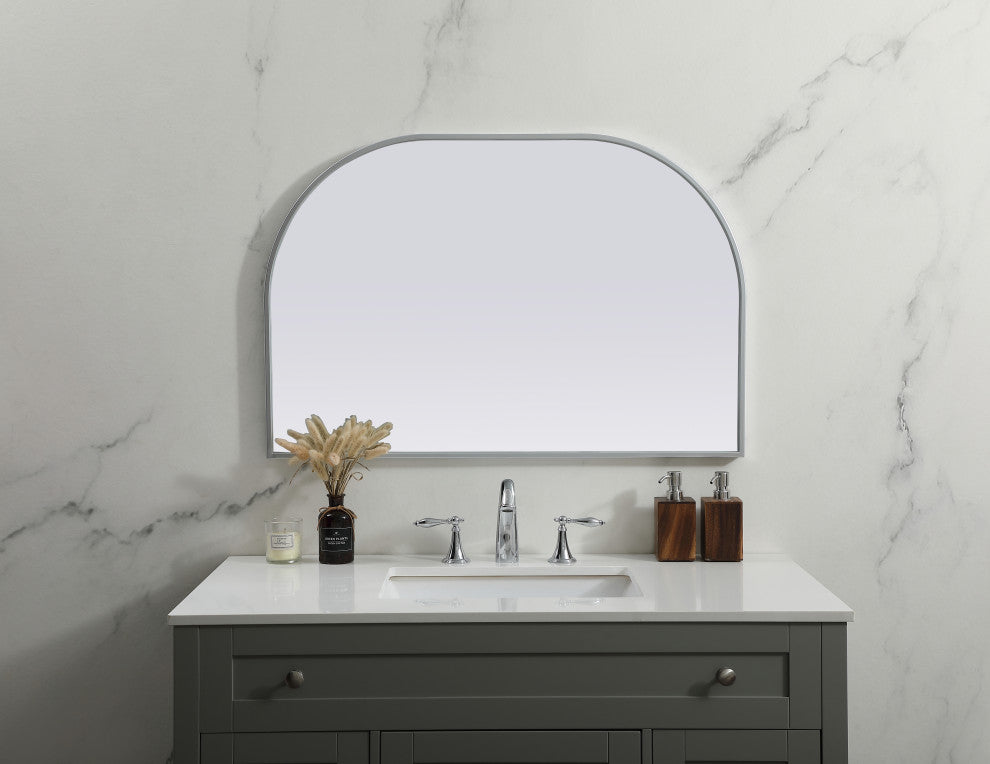 Metal Frame Arch Mirror 36X24 Inch, Silver