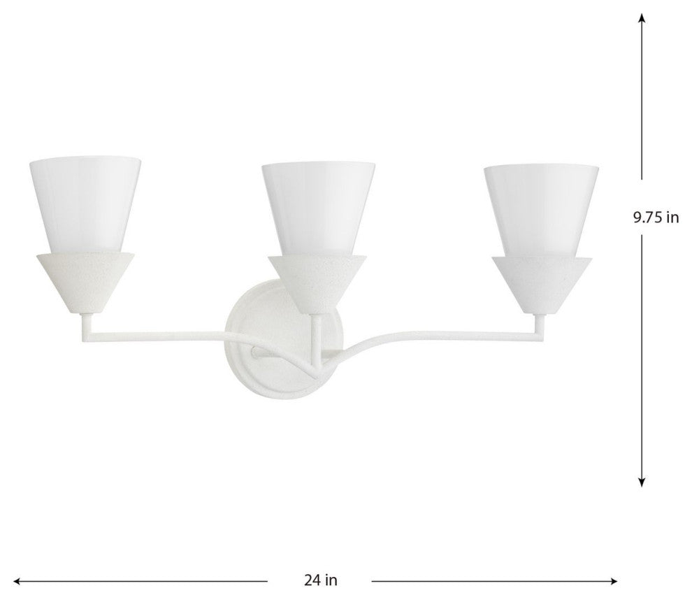 Pinellas Collection Three-Light Contemporary Vanity Light, White Plaster