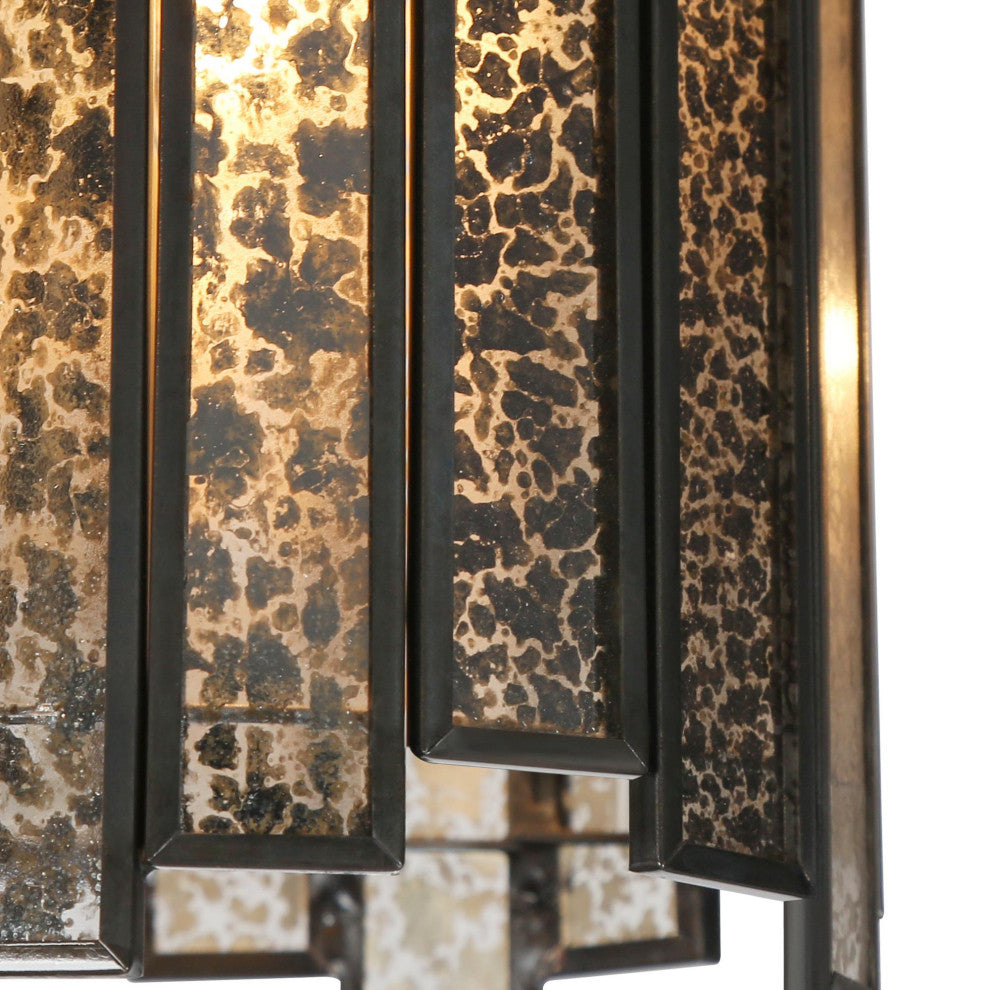 LNC Hemera 5-Light 45" Matte Black with Tiffany, Modern Kitchen Island Light