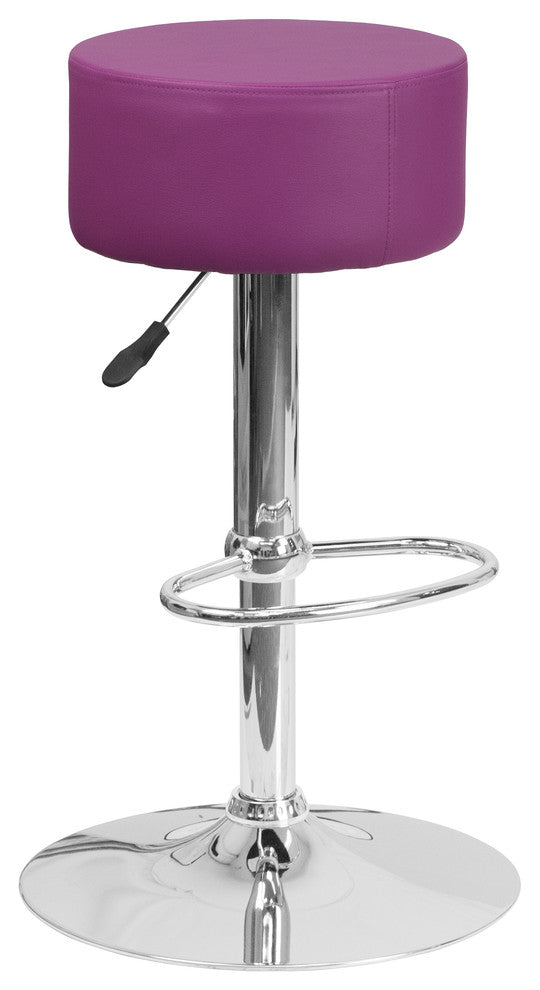 Vinyl Adjustable Height Barstool With Chrome Base, Purple