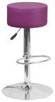 Vinyl Adjustable Height Barstool With Chrome Base, Purple