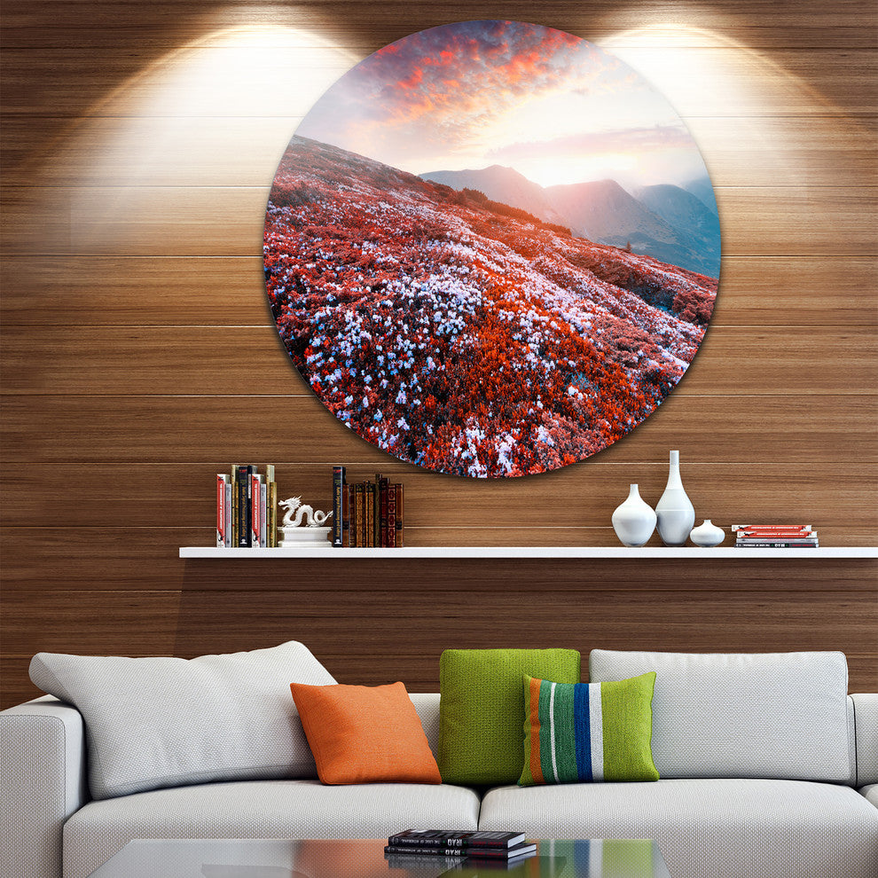 Blooming Fields In Carpathian, Landscape Photo Round Wall Art, 23"