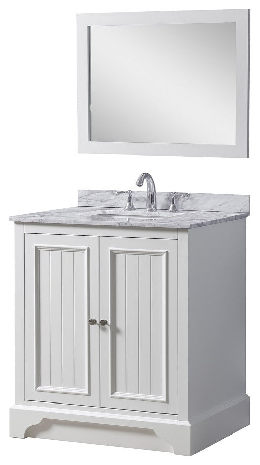 32" Kingswood Bath Vanity, White and Mirror