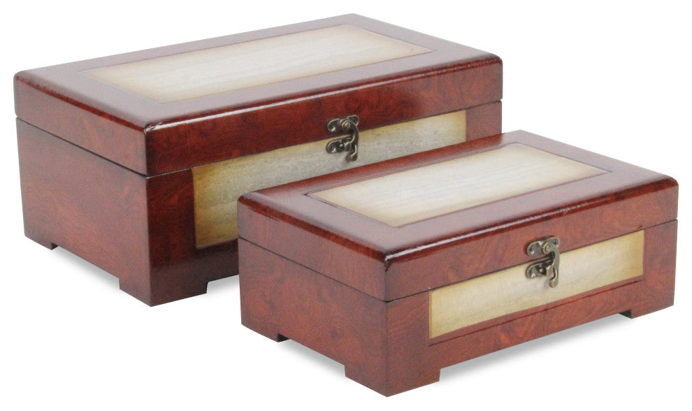 Marbled Wooden Treasure Boxes, Set of 2