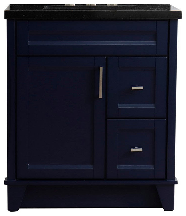 31" Single Sink Vanity, Blue Finish With Black Galaxy Granite