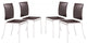 Set of Four Brown Faux Leather and Steel Modern Basket Weave Dining Chairs