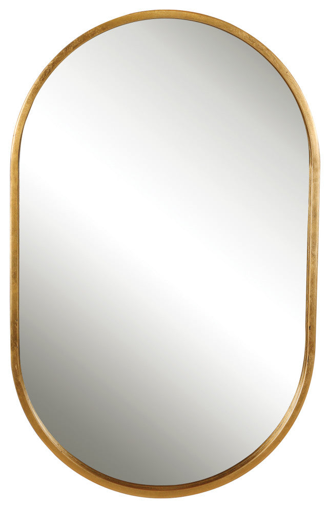 Varina Minimalist Oval Mirror, Gold