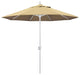 9' Matted White Push-Button Tilt Crank Aluminum Umbrella, Beige Pacifica