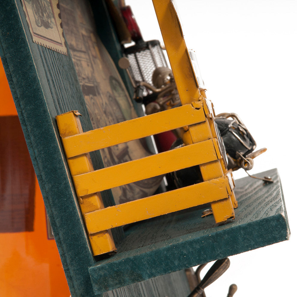 Vintage Harley Motorcycle Shadow Box on Wood Frame