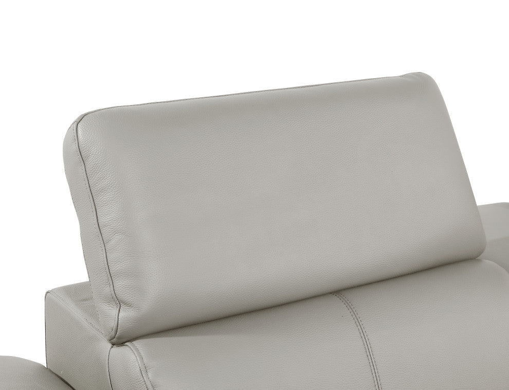 Antonio Italian Leather Power Reclining Arm Chair, Light Gray