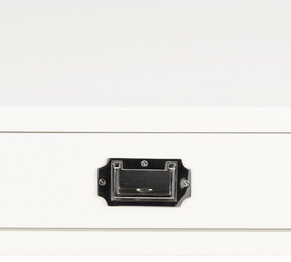 46" White Rubberwood Wood Writing Desk With Three Drawers