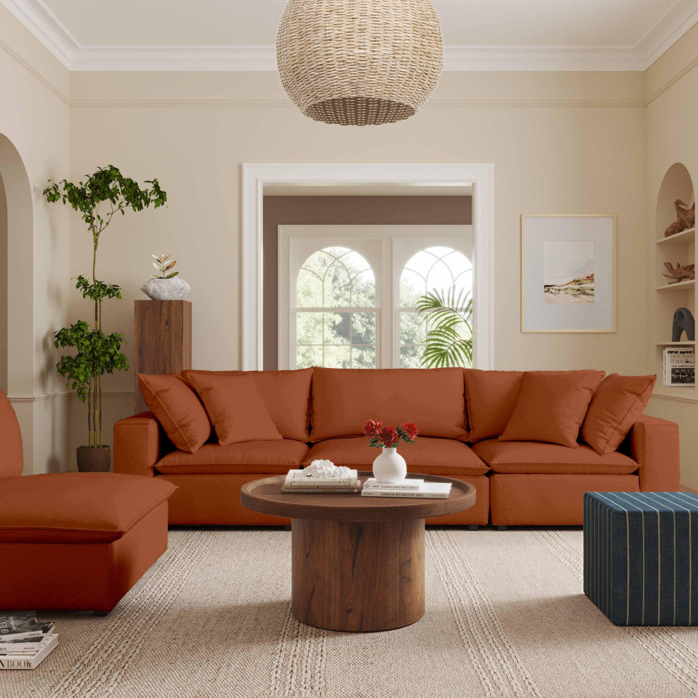 Cali Modular 4 Piece Sectional, Rust