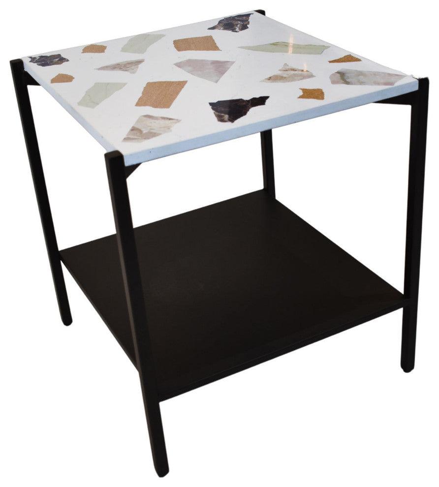 Terrazzo Side Table, White/Black