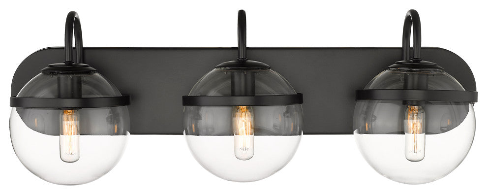 Innovations 350-3W-BK-CL-LED Sands 3 Light 24" Bath Vanity Light, Matte Black