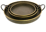 Set of Three Gold Metal Round Trays