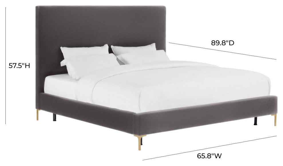 TOV Furniture Delilah Grey Velvet Bed in Queen