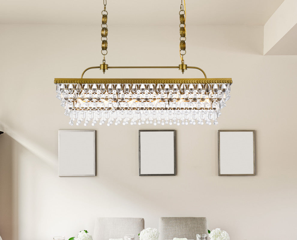 Nasir 40" Rectangle Pendant, Brass