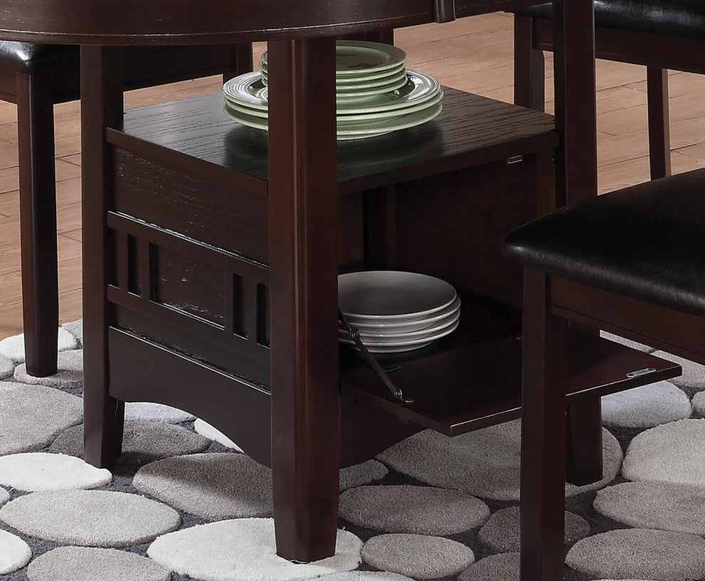 Wood Dining Table with Storage, Espresso