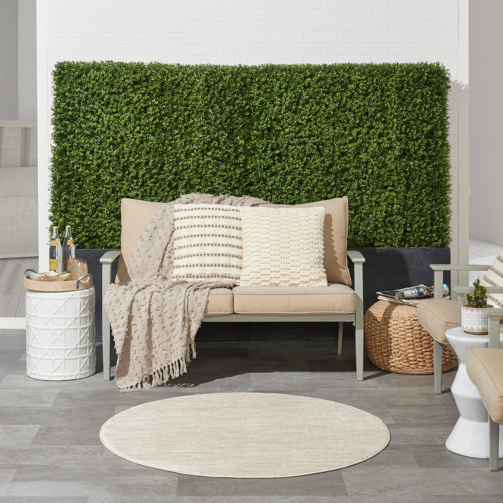Nourison Essentials 4' x Round Ivory Beige Outdoor Area Rug