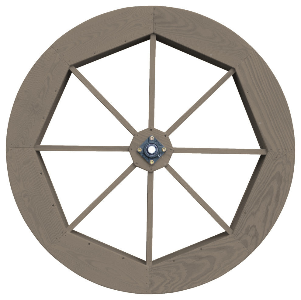 Pressure Treated Pine Waterwheel, Gray Stain, 48"