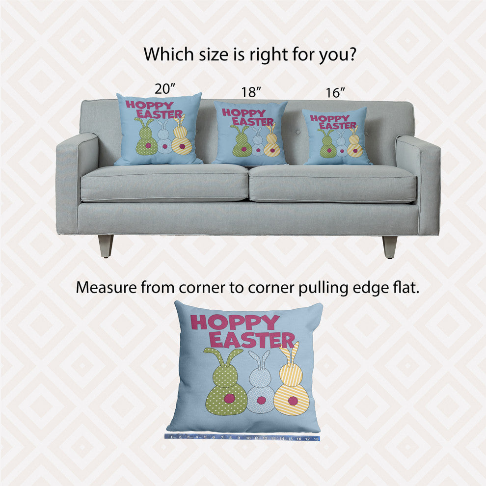 Hoppy Easter Polyester Indoor Pillow, Blue, 20"x20"