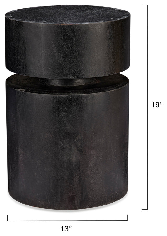 Dylan Wood Round Side Table, Grey