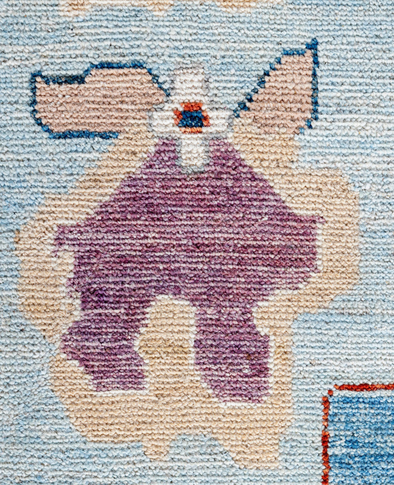 Oushak One-of-a-Kind Hand-Knotted Area Rug Light Blue, 9'2" x 12'8"