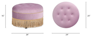 Yolanda 24" Upholstered Round Accent Ottoman, Lavender Velvet