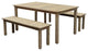Benzara BM287785 Felix 3 Piece Modern Dining Set, Acacia Wood Frame, 6 Seater