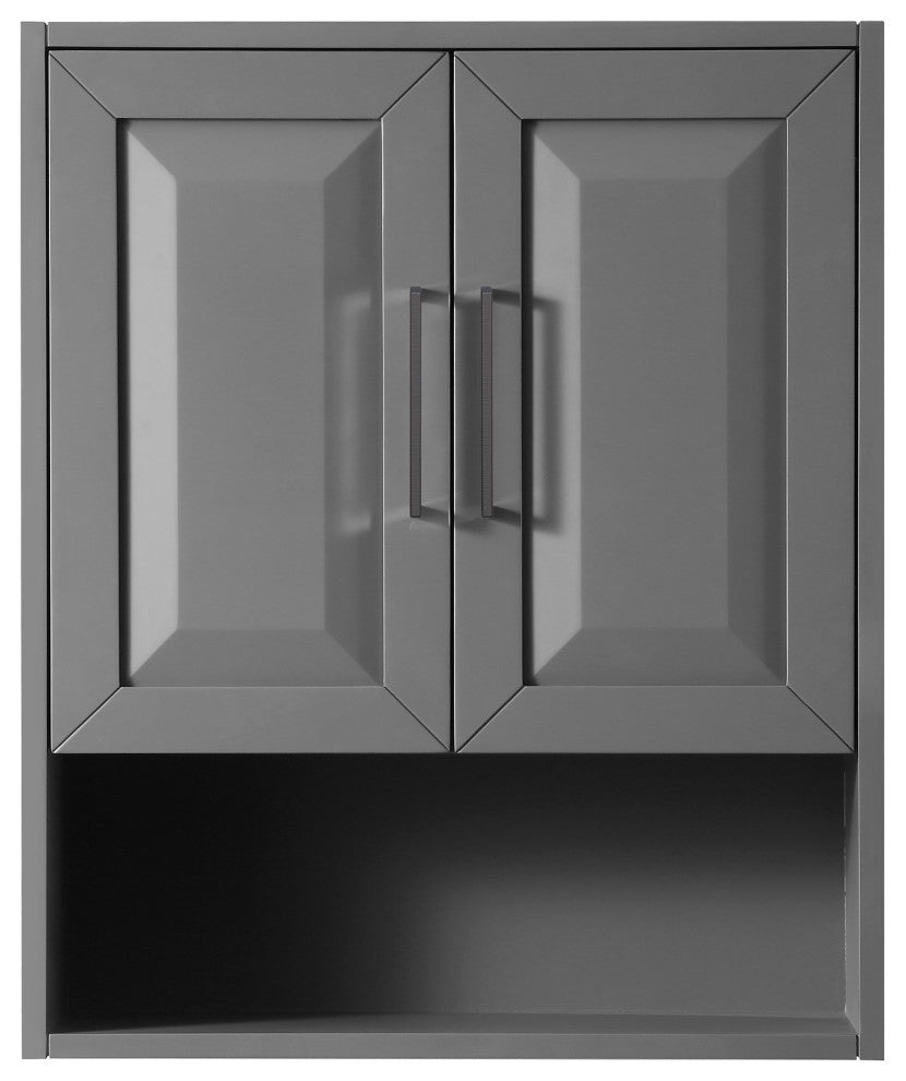Daria Bathroom Wall-Mounted Storage Cabinet, Dark Gray With Matte Black Trim