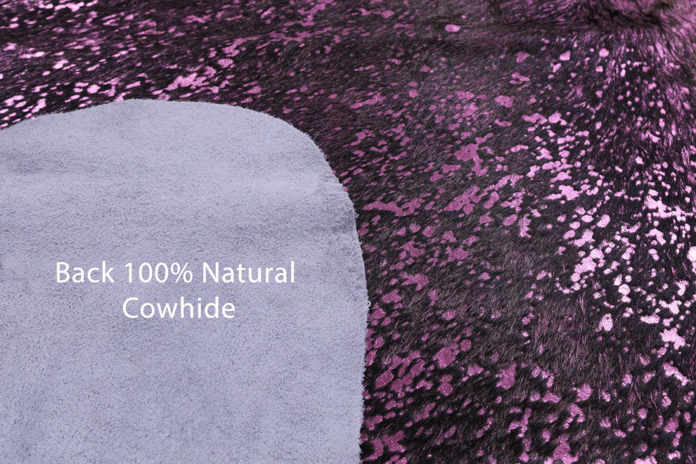 7' 9" X 6' 5" Pink Metallic Cowhide Rug C2156