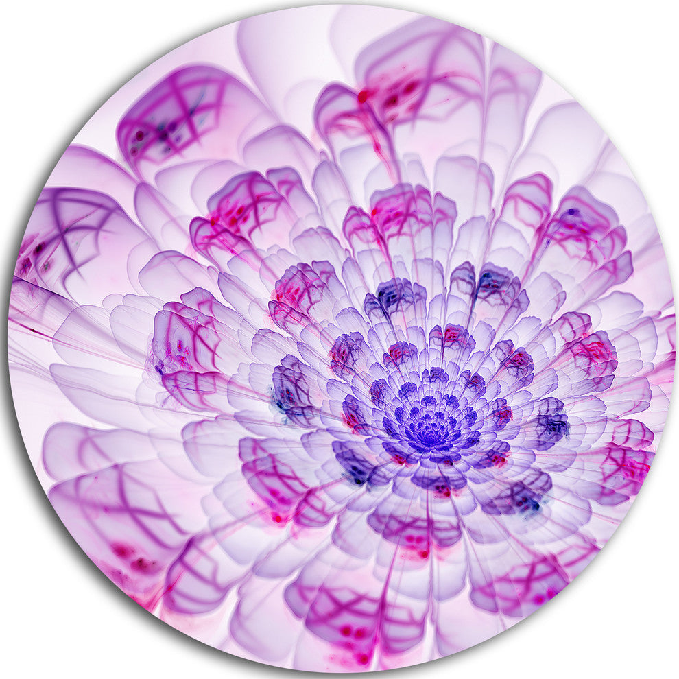 Purple Fractal Flower Petals, Floral Large Disc Metal Wall Art, 11"