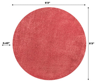 Haze Solid Low-Pile Red 5' Round Area Rug