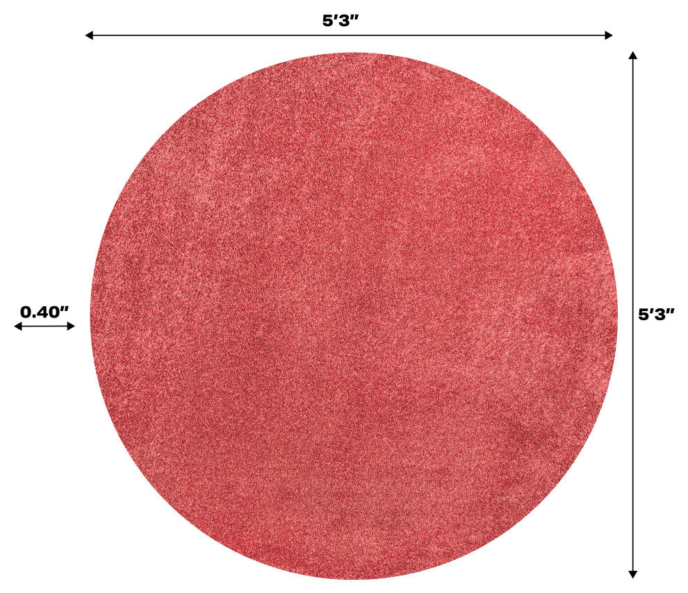 Haze Solid Low-Pile Red 5' Round Area Rug