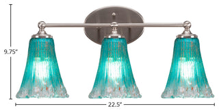 Capri 3-Light Bath Bar, Brushed Nickel/Fluted Teal Crystal