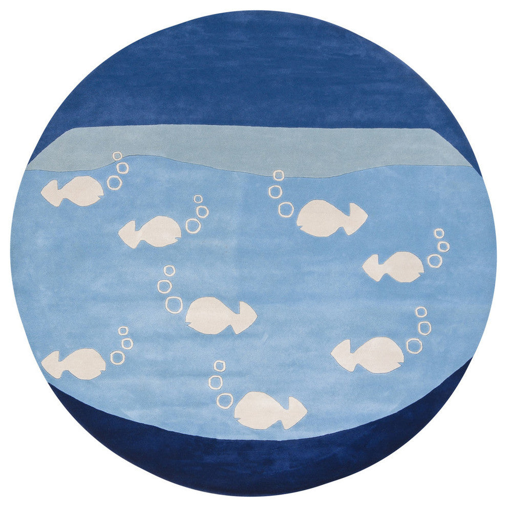 Fish Bowl Contemporary Area Rug, 7'9" Round