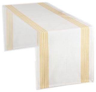 Multi Ligne Printed Striped Design Table Runner, Yellow