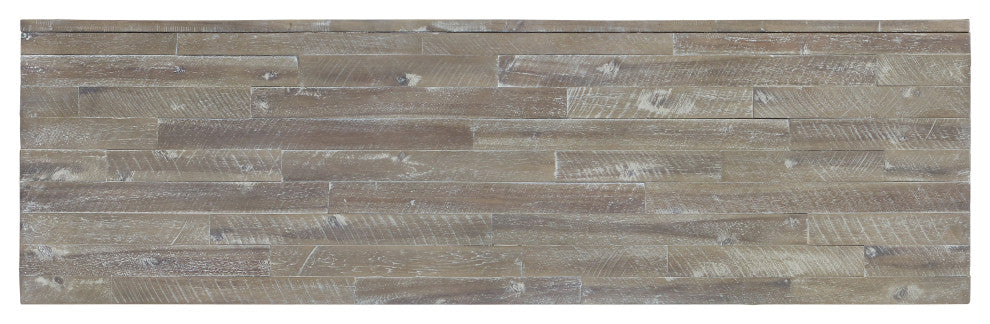 Modus Herringbone Solid Wood Three Door Sideboard in Rustic Latte