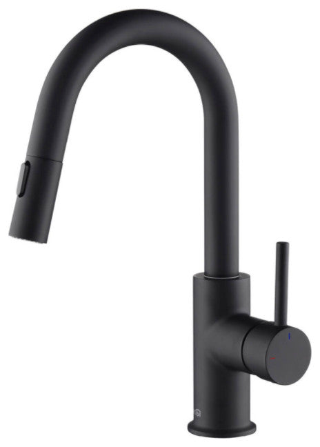 Luxe Single Handle Pull Down Kitchen & Bar Faucet, Matte Black