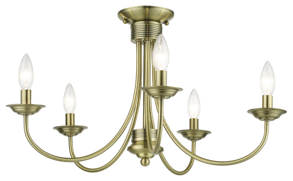 Livex Lighting Estate 5-Light Antique Brass Large Semi-Flush