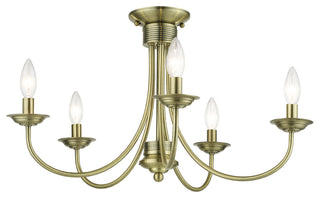 Livex Lighting Estate 5-Light Antique Brass Large Semi-Flush