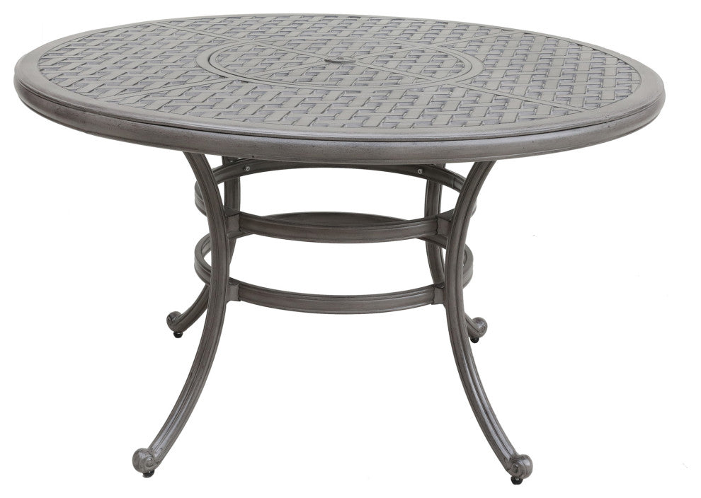 Carlsbad 52" Cast Aluminum Round Dining Table, Heritage Grey