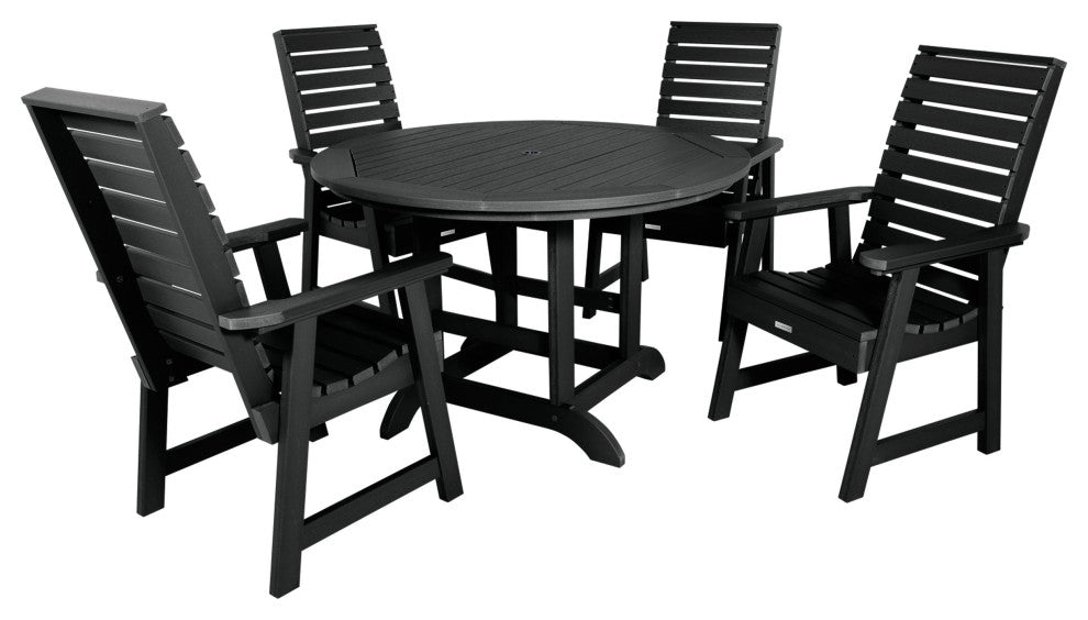 Weatherly 5-Piece Round Dining Set, Black