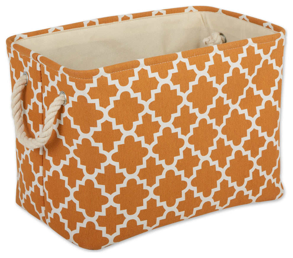 DII Polyester Bin Lattice Pumpkin Spice Rectangle Medium