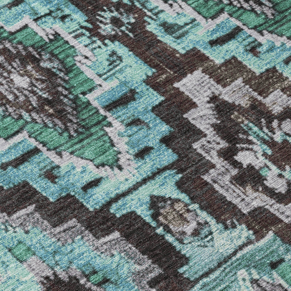 Machine Washable Indoor/Outdoor Chantille ACN1891 Teal 9' x 12' Rug