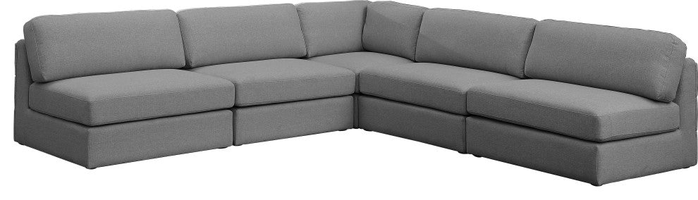 Beckham Linen Textured Fabric 5-Piece Modular L-Shaped Sectional, Grey