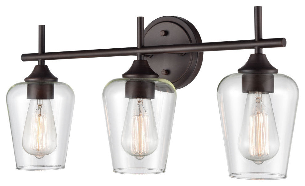 Ashford Collection 3 Light 22" Rubbed Bronze Bathroom Vanity Light