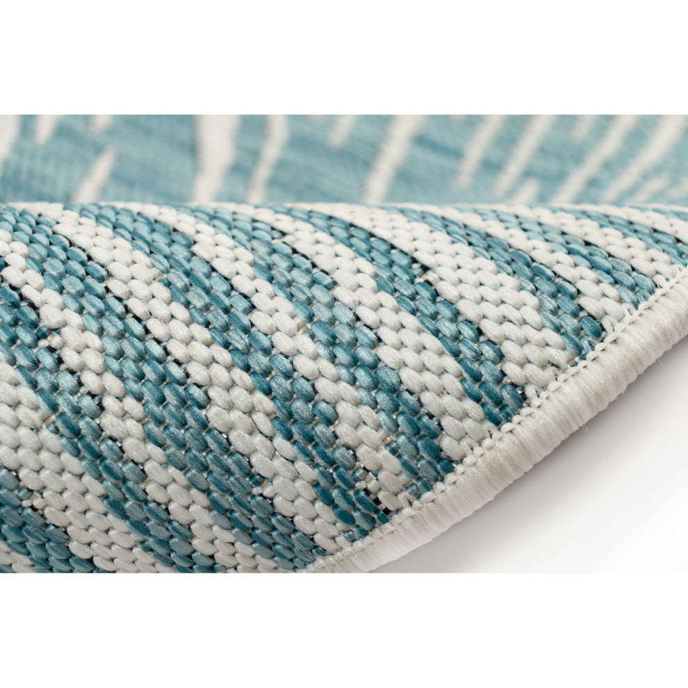 Carmel Palm Indoor/Outdoor Rug, Aqua, 1'11"x4'11" Runner